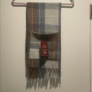 Patrick King Woollen Co Scottish Tartans Classic Plaid Scarf in Blue and Brown